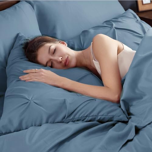 Bedsure Queen Comforter Set Baby Pea Green   Bed in a Bag Queen Size Bedding 7 Pieces  GentleSoft  Pintuck Bed Set Gift for Family  Pinch Pleat All Season Comforter with Sheets  Pillowcases & Shams