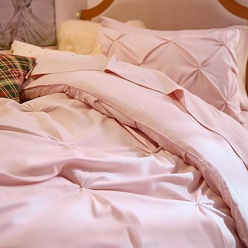 Bedsure Queen Comforter Set Baby Pea Green   Bed in a Bag Queen Size Bedding 7 Pieces  GentleSoft  Pintuck Bed Set Gift for Family  Pinch Pleat All Season Comforter with Sheets  Pillowcases & Shams