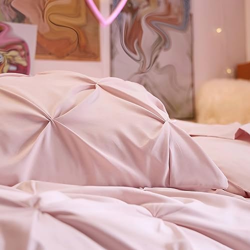 Bedsure Queen Comforter Set Baby Pea Green   Bed in a Bag Queen Size Bedding 7 Pieces  GentleSoft  Pintuck Bed Set Gift for Family  Pinch Pleat All Season Comforter with Sheets  Pillowcases & Shams