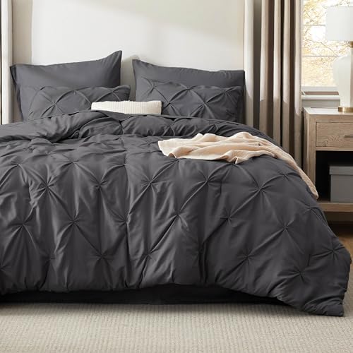 Bedsure Queen Comforter Set Baby Pea Green   Bed in a Bag Queen Size Bedding 7 Pieces  GentleSoft  Pintuck Bed Set Gift for Family  Pinch Pleat All Season Comforter with Sheets  Pillowcases & Shams