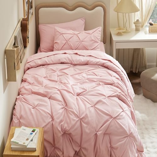 Bedsure Queen Comforter Set Baby Pea Green   Bed in a Bag Queen Size Bedding 7 Pieces  GentleSoft  Pintuck Bed Set Gift for Family  Pinch Pleat All Season Comforter with Sheets  Pillowcases & Shams