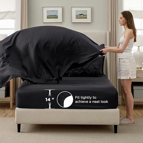 Bedsure Queen Comforter Set Baby Pea Green   Bed in a Bag Queen Size Bedding 7 Pieces  GentleSoft  Pintuck Bed Set Gift for Family  Pinch Pleat All Season Comforter with Sheets  Pillowcases & Shams