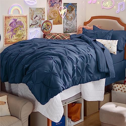 Bedsure Queen Comforter Set Baby Pea Green   Bed in a Bag Queen Size Bedding 7 Pieces  GentleSoft  Pintuck Bed Set Gift for Family  Pinch Pleat All Season Comforter with Sheets  Pillowcases & Shams