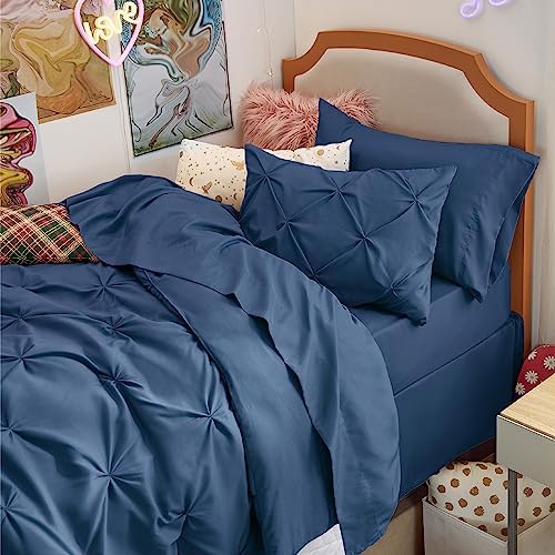 Bedsure Queen Comforter Set Baby Pea Green   Bed in a Bag Queen Size Bedding 7 Pieces  GentleSoft  Pintuck Bed Set Gift for Family  Pinch Pleat All Season Comforter with Sheets  Pillowcases & Shams