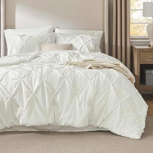 Bedsure Queen Comforter Set Baby Pea Green   Bed in a Bag Queen Size Bedding 7 Pieces  GentleSoft  Pintuck Bed Set Gift for Family  Pinch Pleat All Season Comforter with Sheets  Pillowcases & Shams