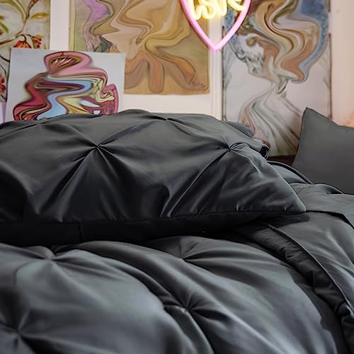 Bedsure Queen Comforter Set Baby Pea Green   Bed in a Bag Queen Size Bedding 7 Pieces  GentleSoft  Pintuck Bed Set Gift for Family  Pinch Pleat All Season Comforter with Sheets  Pillowcases & Shams