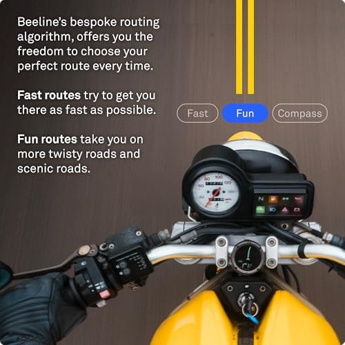 Beeline Moto II   Next Gen Motorcycle GPS Tracker   Compact Design  Waterproof Build  Simple Display & 14 Hour Battery  Glove Friendly Motorcycle Sat Nav Perfect for Adventure & Daily Commutes  Black
