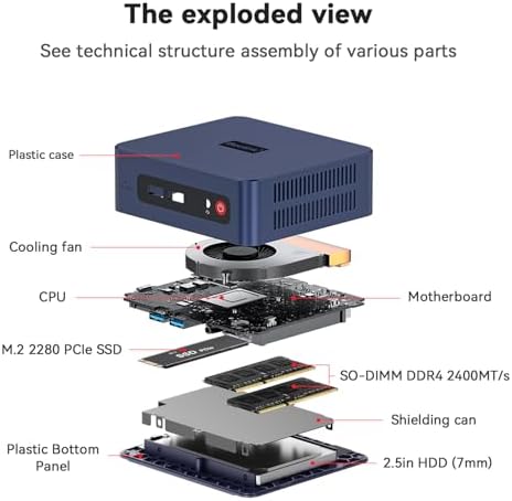 Beelink SER5 MAX Mini PC  AMD Ryzen 7 6800U 6nm  8C/16T  up to 4 7GHz  Mini Computer 24GB LPDDR5 RAM 500GB NVME SSD  Micro PC 4K 60Hz Triple Display  Mini Gaming Computer WiFi6/BT5 2/HTPC/W 11 Pro
