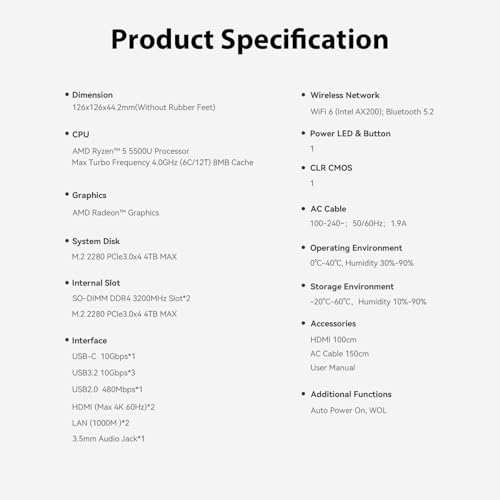 Beelink SER5 MAX Mini PC  AMD Ryzen 7 6800U 6nm  8C/16T  up to 4 7GHz  Mini Computer 24GB LPDDR5 RAM 500GB NVME SSD  Micro PC 4K 60Hz Triple Display  Mini Gaming Computer WiFi6/BT5 2/HTPC/W 11 Pro