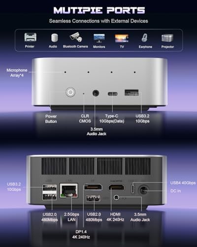 Beelink SER9 Pro Mini PC AMD Ryzen AI 9 365 10 Core 5 0GHz  32GB LPDDR5X 8000MHz  1TB PCIe4 0 SSD  Radeon 880M  Triple 4K 240Hz  USB4  AI Voice  Ultra Quiet 32dB WIN11 PRO