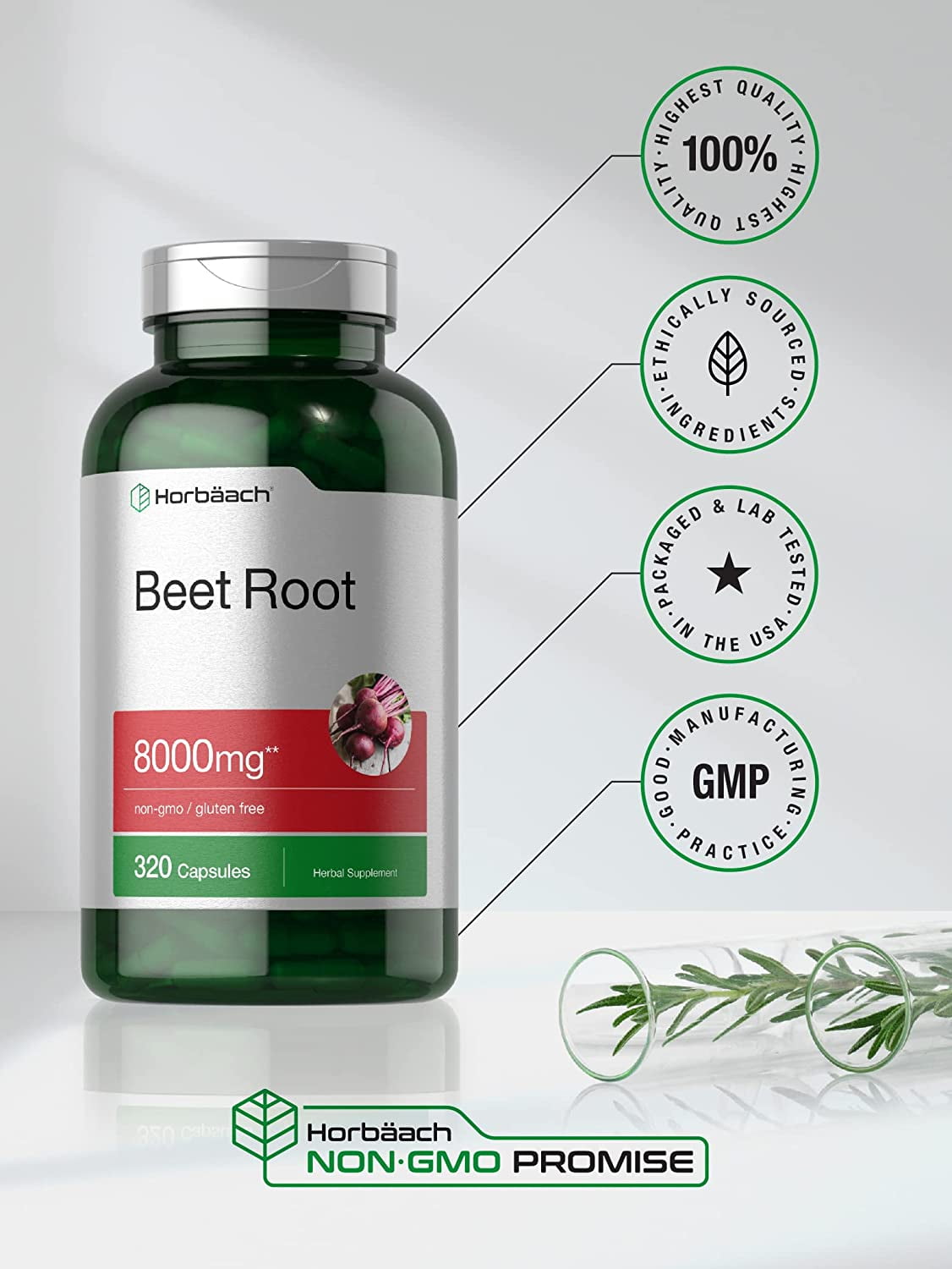 Beet Root 8000mg   320 Capsules   Herbal Extract Supplement for Men and Women   by Horbaach