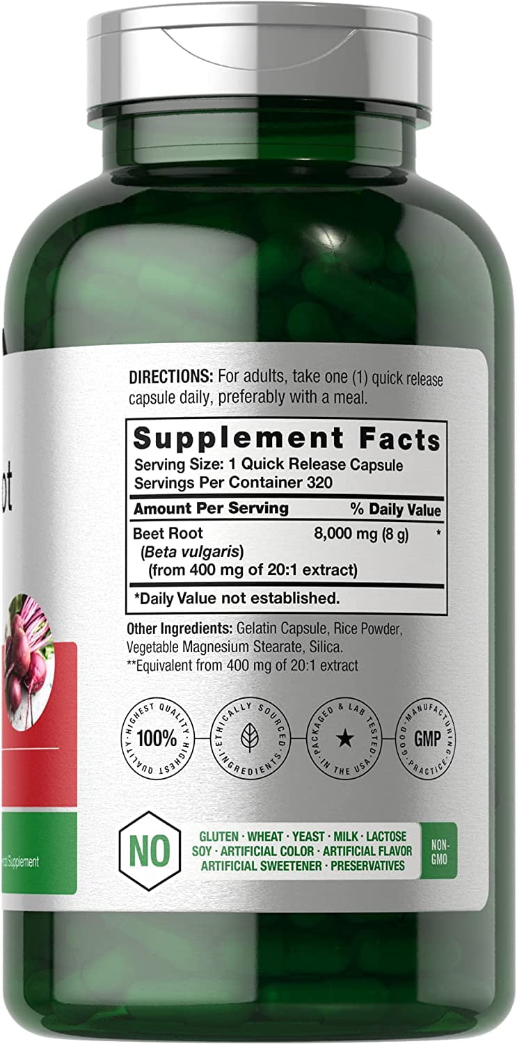 Beet Root 8000mg   320 Capsules   Herbal Extract Supplement for Men and Women   by Horbaach