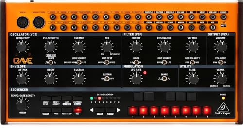 Behringer CRAVE Analog Semi Modular Synthesizer with 3340 VCO  Classic Ladder Filter  32 Step Sequencer and 16 Voice Poly Chain