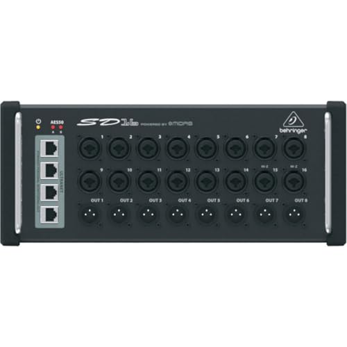 Behringer SD16 I/O Stage Box with 16 Remote Controllable Midas Preamps  8 Outputs  AES50 Networking and ULTRANET Personal Monitoring Hub