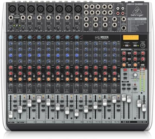 Behringer XENYX QX2222USB Premium 22 Input 2/2 Bus Mixer with XENYX Mic Preamps and Compressors  Klark Teknik Multi FX Processor  Wireless Option and USB/Audio Interface