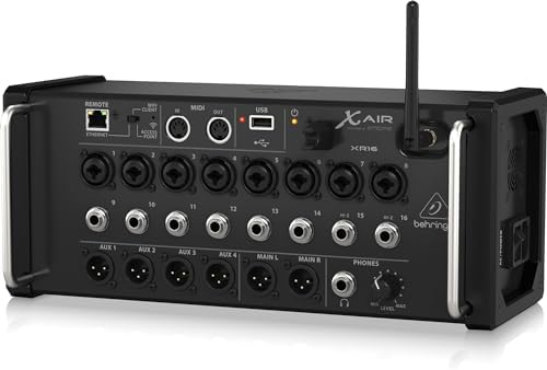Behringer X AIR XR16 16 Input Digital Mixer for iPad/Android Tablets with 8 Programmable Midas Preamps  8 Line Inputs  Integrated Wifi Module and USB Stereo Recorder