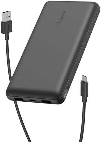 Belkin Portable Charger  USB C Power Bank 20000 mAh w/ 2 USB A Ports  15W w/ Type A to Type C Cable   iPhone 17  Air  Pro  Pro Max  AirPods  Apple Watch  Samsung Galaxy S26  Google Pixel 10   Black