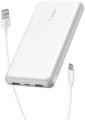 Belkin Portable Charger  USB C Power Bank 20000 mAh w/ 2 USB A Ports  15W w/ Type A to Type C Cable   iPhone 17  Air  Pro  Pro Max  AirPods  Apple Watch  Samsung Galaxy S26  Google Pixel 10   Black