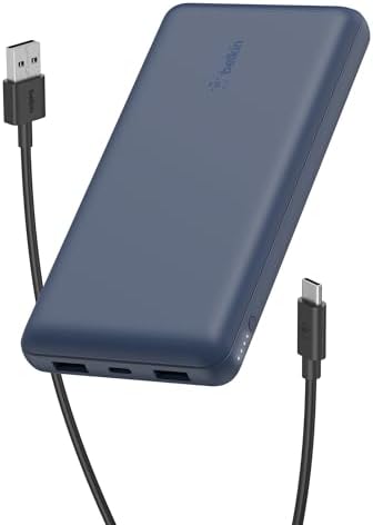 Belkin Portable Charger  USB C Power Bank 20000 mAh w/ 2 USB A Ports  15W w/ Type A to Type C Cable   iPhone 17  Air  Pro  Pro Max  AirPods  Apple Watch  Samsung Galaxy S26  Google Pixel 10   Black
