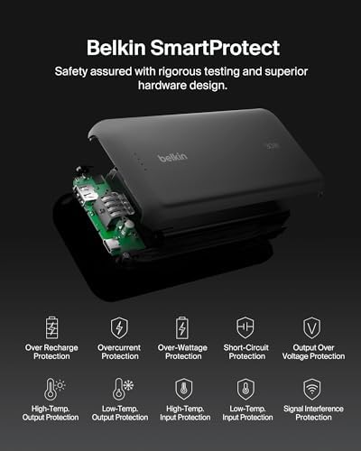 Belkin Power Bank with Integrated Cable  Fast Charging USB C  20000 mAh 30W  Portable Charger Power Bank USB C for iPhone 17  Air  Pro  Pro Max  iPad  AirPods  Apple Watch  Galaxy S25  & More   Black