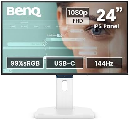 BenQ GW2490TC 23 8 IPS Computer Montior  1080P FHD  144Hz  Height and Tilt Adjustable  Home Office  USB C  Visual Optimizer  Flicker Free  Low Blue Light  Ultra Slim Bezel  TUV Certified  Eye CareU