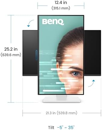 BenQ GW2490TC 23 8 IPS Computer Montior  1080P FHD  144Hz  Height and Tilt Adjustable  Home Office  USB C  Visual Optimizer  Flicker Free  Low Blue Light  Ultra Slim Bezel  TUV Certified  Eye CareU