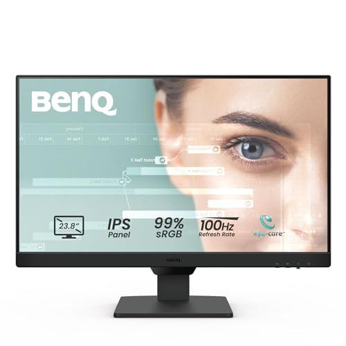 BenQ GW2490 24 Computer Monitor 100Hz FHD 1920x1080p IPS Eye Care Tech VESA Mount Thin Bezel Low Blue Light Adaptive Brightness Wall Mount Built in Speakers DisplayPort HDMI Port2