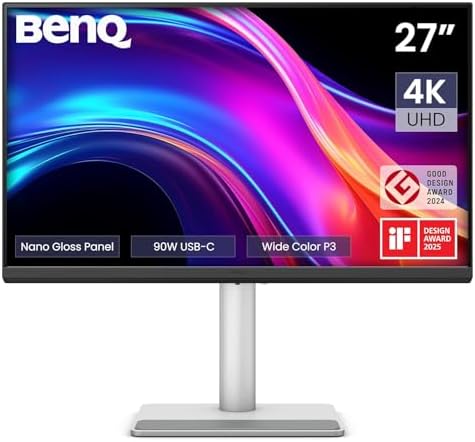 BenQ MA270UP 27  4K 3840x2160 Monitor for MacBook  Pro/Air  Dual USB C  90W Power Delivery  Mac Color Match  USB Hub  Brightness & Volume Control on Mac  Height & Tilt Adjustable Stand  P3 Color Gamut