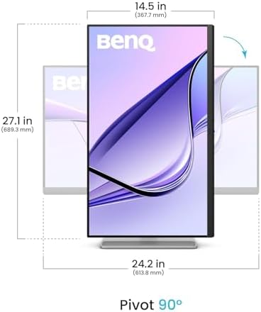 BenQ MA270UP 27  4K 3840x2160 Monitor for MacBook  Pro/Air  Dual USB C  90W Power Delivery  Mac Color Match  USB Hub  Brightness & Volume Control on Mac  Height & Tilt Adjustable Stand  P3 Color Gamut