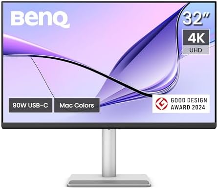 BenQ MA270UP 27  4K 3840x2160 Monitor for MacBook  Pro/Air  Dual USB C  90W Power Delivery  Mac Color Match  USB Hub  Brightness & Volume Control on Mac  Height & Tilt Adjustable Stand  P3 Color Gamut