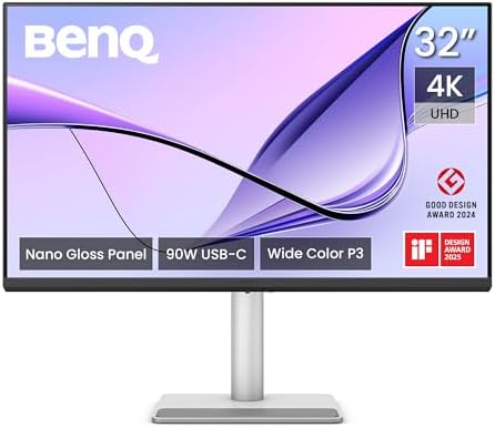 BenQ MA270UP 27  4K 3840x2160 Monitor for MacBook  Pro/Air  Dual USB C  90W Power Delivery  Mac Color Match  USB Hub  Brightness & Volume Control on Mac  Height & Tilt Adjustable Stand  P3 Color Gamut