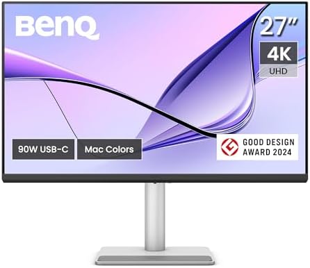 BenQ MA270UP 27  4K 3840x2160 Monitor for MacBook  Pro/Air  Dual USB C  90W Power Delivery  Mac Color Match  USB Hub  Brightness & Volume Control on Mac  Height & Tilt Adjustable Stand  P3 Color Gamut
