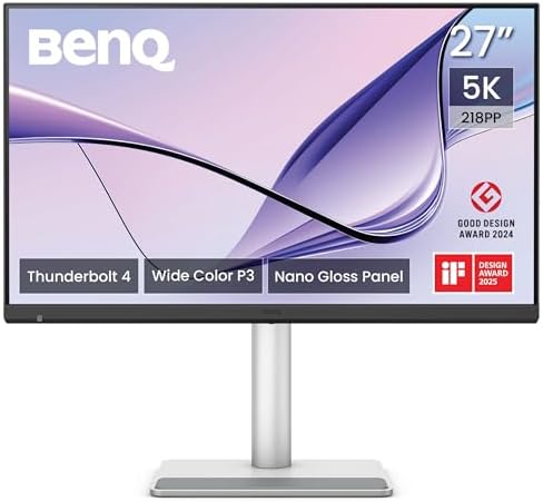 BenQ MA270UP 27  4K 3840x2160 Monitor for MacBook  Pro/Air  Dual USB C  90W Power Delivery  Mac Color Match  USB Hub  Brightness & Volume Control on Mac  Height & Tilt Adjustable Stand  P3 Color Gamut
