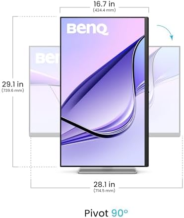 BenQ MA270U Monitor 4K 3840x2160 de 27" para MacBook Pro/Air, Dual USB-C, entrega de energía de 90 W, combinación de color Mac, concentrador USB, control de brillo y volumen en Mac, soporte ajustable de altura e inclinación, gama de colores P3