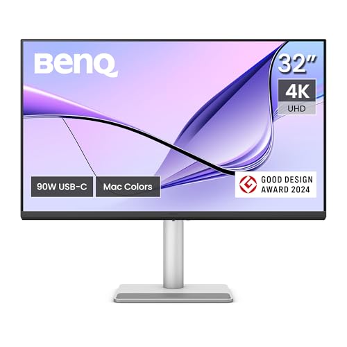 BenQ MA320U 32  4K 3840x2160 Monitor for MacBook  Pro/Air  Dual USB C  90W Power Delivery  Mac Color Match  USB Hub  Brightness & Volume Control on Mac  Height & Tilt Adjustable Stand  P3 Color Gamut