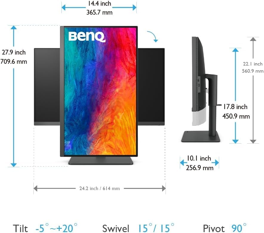 BenQ PD2705U Mac Ready Monitor 27 4K UHD   IPS   DeltaE  3   ICC Sync   Calibration Report   Uniformity   HotKey Puck   Ergonomic   DisplayPort   USB C  65W    USB Hub Black