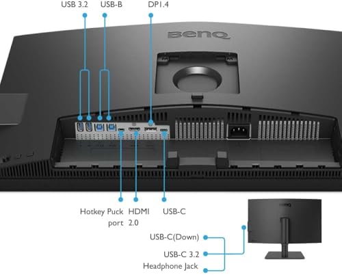 BenQ PD2705U Mac Ready Monitor 27 4K UHD   IPS   DeltaE  3   ICC Sync   Calibration Report   Uniformity   HotKey Puck   Ergonomic   DisplayPort   USB C  65W    USB Hub Black