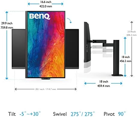 BenQ PD2706U Monitor 4K de 27 pulgadas, USB C de 90 W, UHD, P3, sRGB, Rec.709, DisplayHDR 400, IPS, Tecnología AQCOLOR, Calibrado de fábrica, Modo de color, DualView, Modo Darkroom, Modo de animación, modo CAD/CAM, KVM