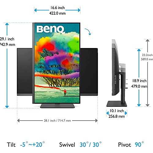 BenQ Monitor PD3205U listo para Mac de 32 pulgadas, 4K UHD, 99% Rec.709 y sRGB | IPS | DeltaE ≤3 | Sincronización ICC | Informe de calibración | AQCOLOR | Uniformidad | HotKey Puck | Ergonómico |