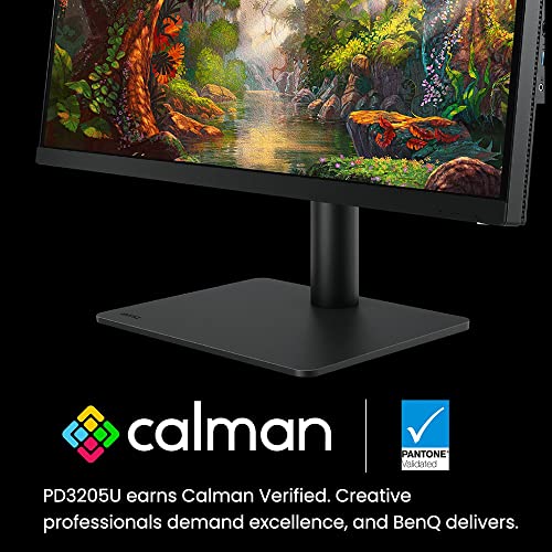 BenQ Monitor PD3205U listo para Mac de 32 pulgadas, 4K UHD, 99% Rec.709 y sRGB | IPS | DeltaE ≤3 | Sincronización ICC | Informe de calibración | AQCOLOR | Uniformidad | HotKey Puck | Ergonómico |
