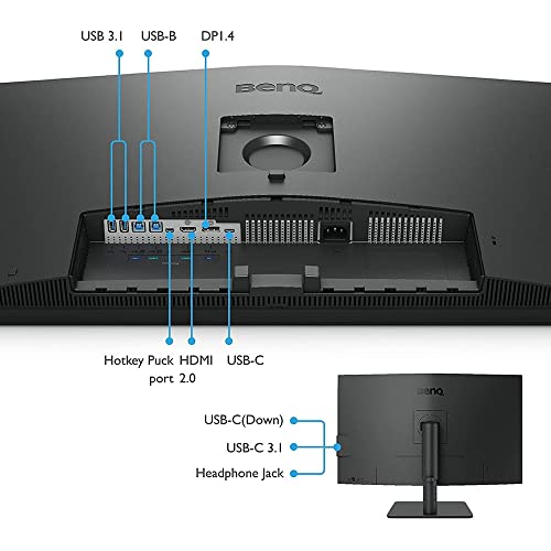 BenQ Monitor PD3205U listo para Mac de 32 pulgadas, 4K UHD, 99% Rec.709 y sRGB | IPS | DeltaE ≤3 | Sincronización ICC | Informe de calibración | AQCOLOR | Uniformidad | HotKey Puck | Ergonómico |