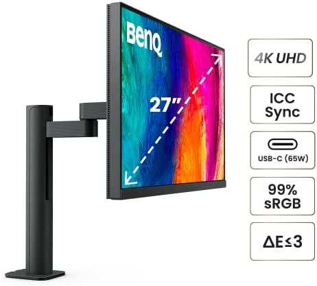 BenQ Monitor PD3205U listo para Mac de 32 pulgadas, 4K UHD, 99% Rec.709 y sRGB | IPS | DeltaE ≤3 | Sincronización ICC | Informe de calibración | AQCOLOR | Uniformidad | HotKey Puck | Ergonómico |