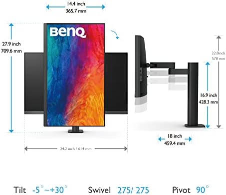 BenQ Monitor PD3205U listo para Mac de 32 pulgadas, 4K UHD, 99% Rec.709 y sRGB | IPS | DeltaE ≤3 | Sincronización ICC | Informe de calibración | AQCOLOR | Uniformidad | HotKey Puck | Ergonómico |