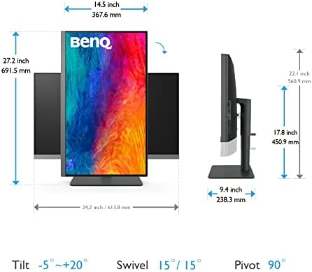 BenQ Monitor PD3205U listo para Mac de 32 pulgadas, 4K UHD, 99% Rec.709 y sRGB | IPS | DeltaE ≤3 | Sincronización ICC | Informe de calibración | AQCOLOR | Uniformidad | HotKey Puck | Ergonómico |