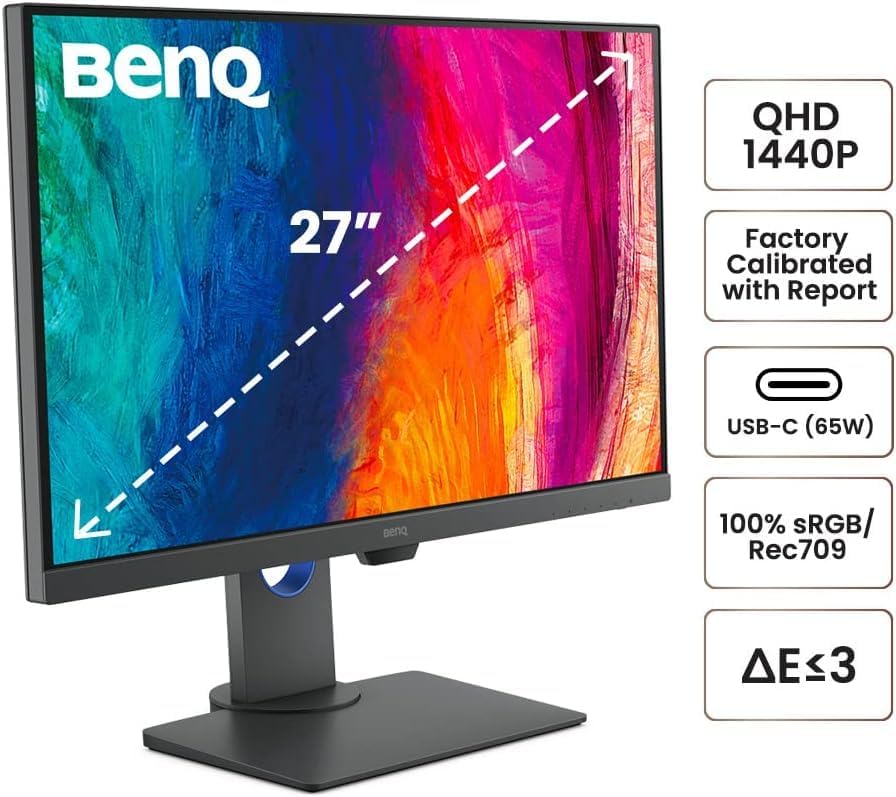 BenQ Monitor PD3205U listo para Mac de 32 pulgadas, 4K UHD, 99% Rec.709 y sRGB | IPS | DeltaE ≤3 | Sincronización ICC | Informe de calibración | AQCOLOR | Uniformidad | HotKey Puck | Ergonómico |