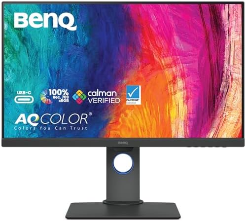 BenQ PD3205U Mac Ready Monitor 32 4K UHD 99  Rec 709 & sRGB  IPS  DeltaE  3  ICC Sync  Calibration Report  AQCOLOR  Uniformity HotKey Puck Ergonomic DisplayPort  USB C  90W   USB Hub