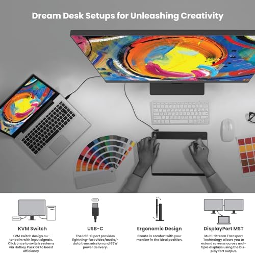 BenQ PD3205U Mac Ready Monitor 32 4K UHD 99  Rec 709 & sRGB  IPS  DeltaE  3  ICC Sync  Calibration Report  AQCOLOR  Uniformity HotKey Puck Ergonomic DisplayPort  USB C  90W   USB Hub