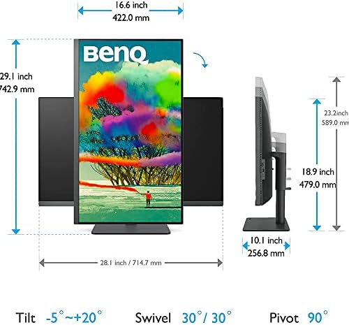 BenQ PD3205U Mac Ready Monitor 32 4K UHD 99  Rec 709 & sRGB  IPS  DeltaE  3  ICC Sync  Calibration Report  AQCOLOR  Uniformity HotKey Puck Ergonomic DisplayPort  USB C  90W   USB Hub