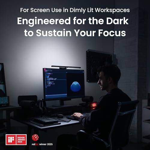 BenQ ScreenBar Halo 2 LED Monitor Light Bar   Wireless Controller  Backlight  Motion Sensor  Adjustable Brightness/Color Temperature  Eye Care  No Screen Glare  Fits Curved Monitor  Monitor Accessory