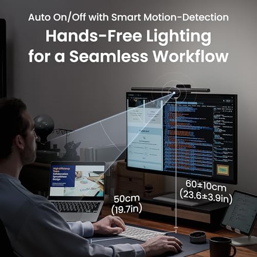 BenQ ScreenBar Halo 2 LED Monitor Light Bar   Wireless Controller  Backlight  Motion Sensor  Adjustable Brightness/Color Temperature  Eye Care  No Screen Glare  Fits Curved Monitor  Monitor Accessory